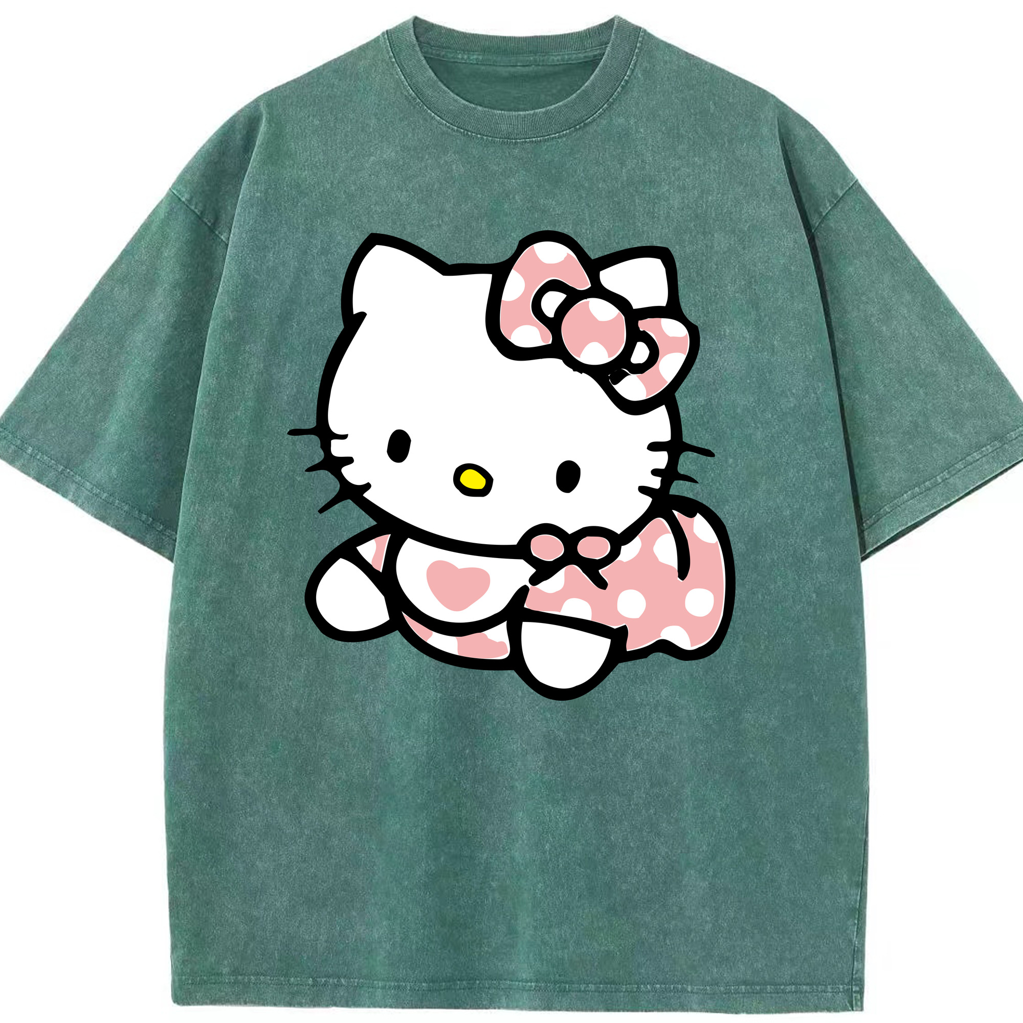 （画像用） Hello Kitty ハローキティ 綿100% ヴィンテージ風 半袖Tシャツ（フロントプリント）
